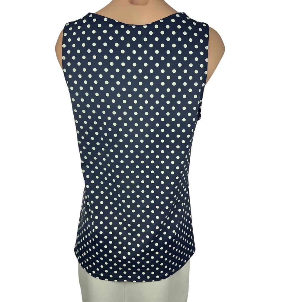 Lands End Tankini Swim Top Sz XL Blue w White Polka Dots High Neck - Picture 3 of 5